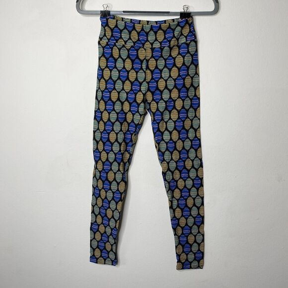 NWT LuLaRoe Black Blue & Yellow Green Pink Multi Egg Design Leggings Pants OS - Picture 7 of 7